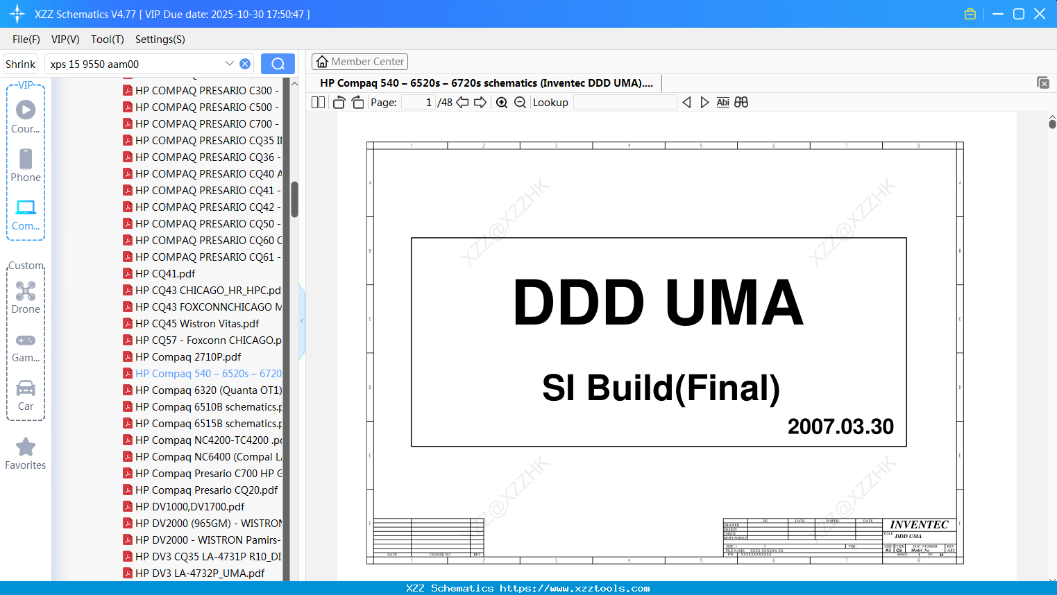 Laptop HP Compaq 540 – 6520s – 6720s Schematics (Inventec DDD UMA)
